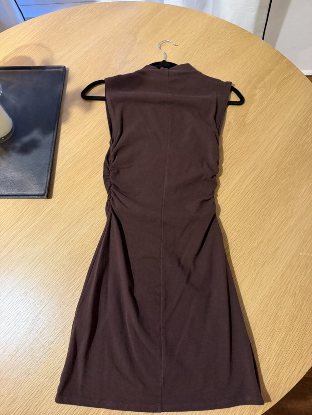 Reformation Kayla Knit Dress Brown Ruched Midi Sleeveless XS